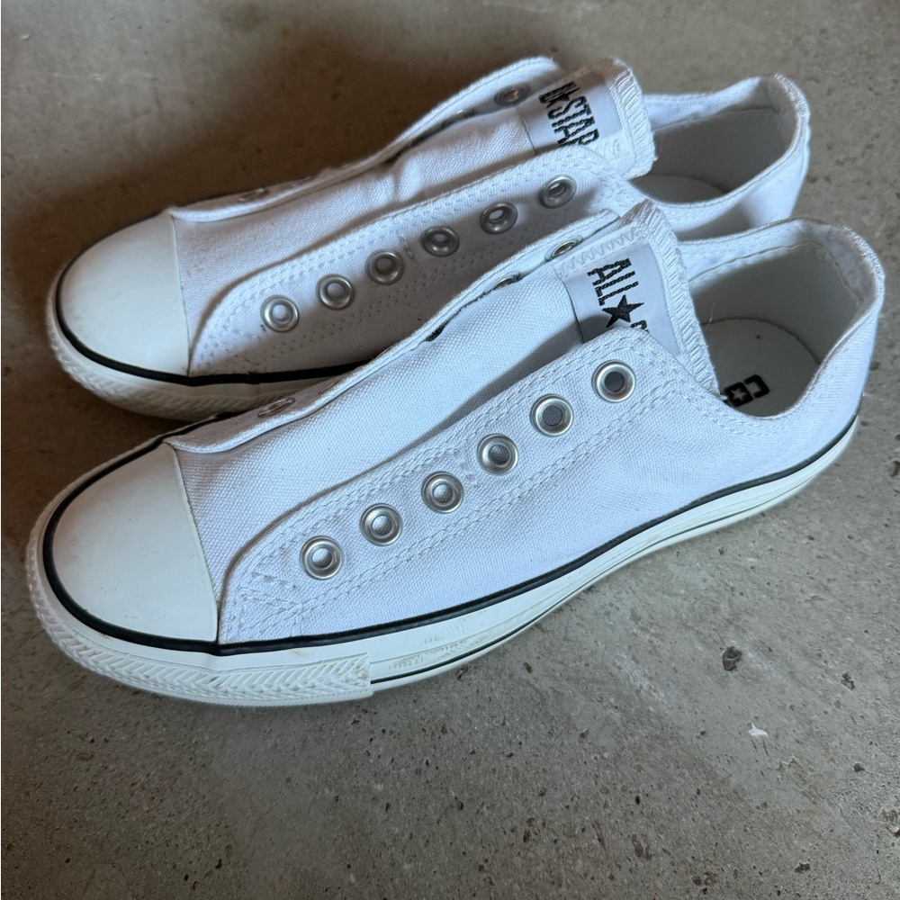 Converse White canvas slip-ons